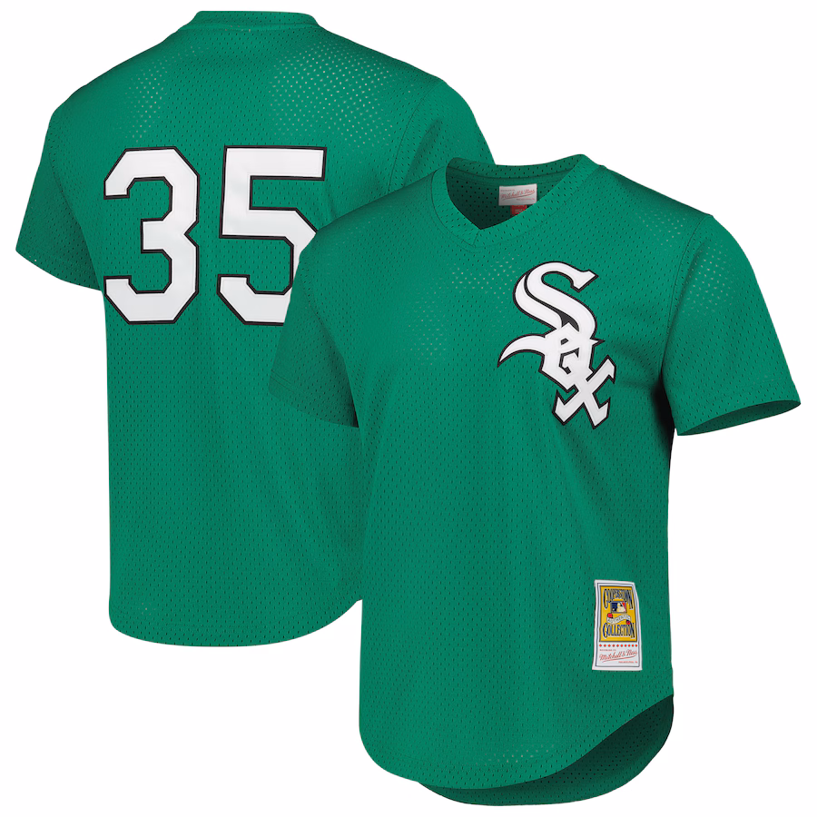 Men's Chicago White Sox Frank Thomas Mitchell & Ness Green Cooperstown Collection Authentic St. Patrick's Day 1996 Batting Practice Jersey - ujerseystore