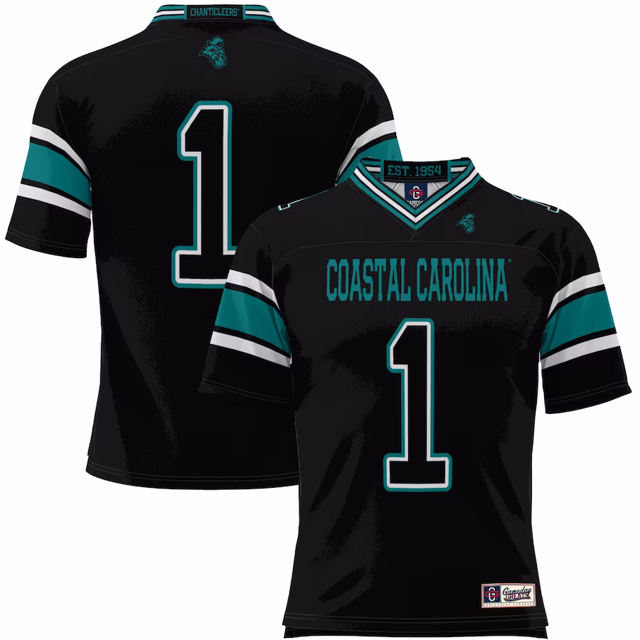 #1 Coastal Carolina Chanticleers GameDay Greats Endzone Football Jersey - Black - ujerseystore
