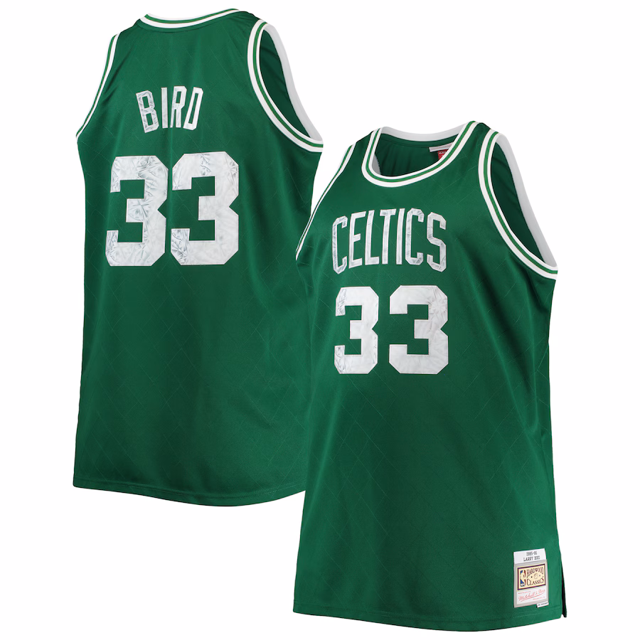 Men's Boston Celtics Larry Bird Mitchell & Ness Kelly Green Big & Tall 1985/86 NBA 75th Anniversary Diamond Swingman Jersey - ujerseystore