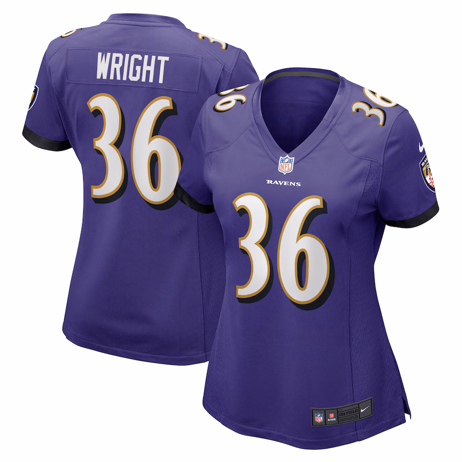 Women's Baltimore Ravens Owen Wright Nike Purple Game Jersey - ujerseystore
