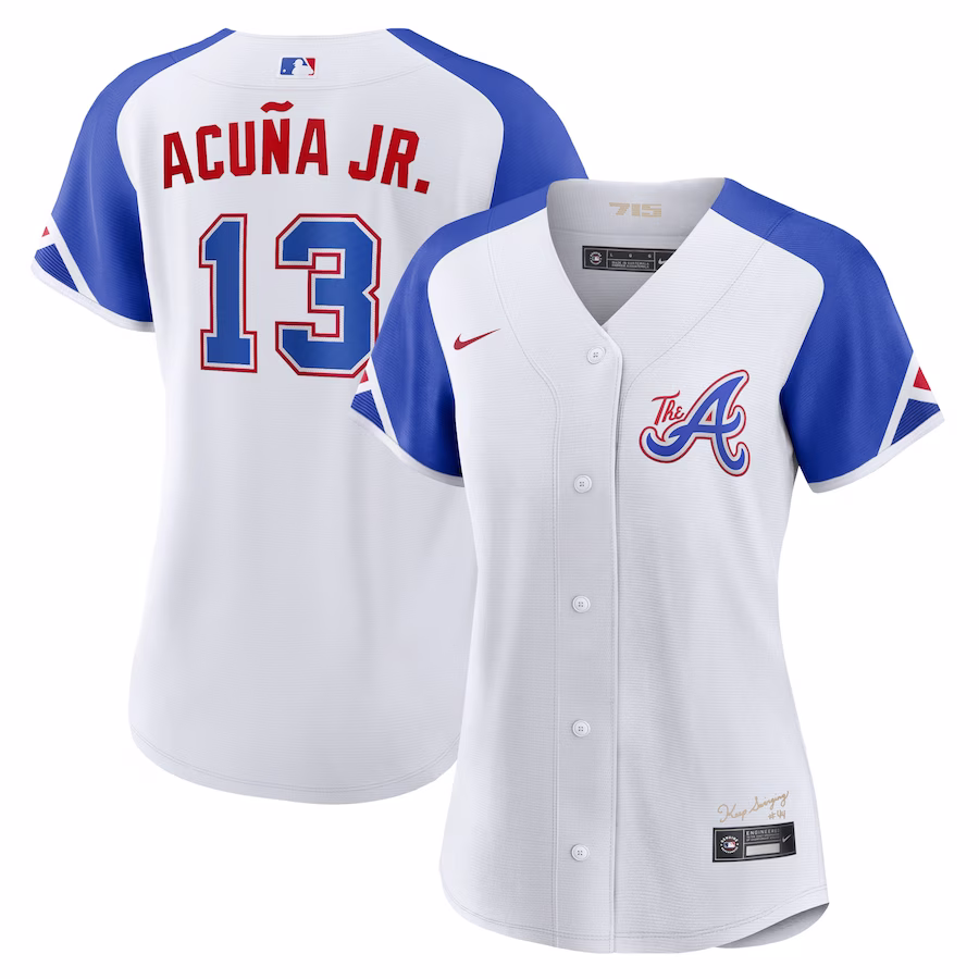 Women's Atlanta Braves Ronald Acuña Jr. Nike White City Connect Replica Player Jersey - ujerseystore