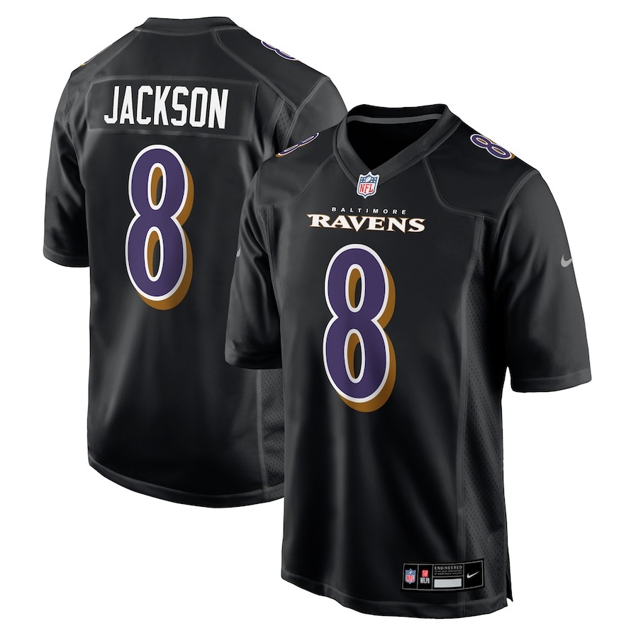 Men's Baltimore Ravens Lamar Jackson Nike Black Fashion Game Jersey - ujerseystore