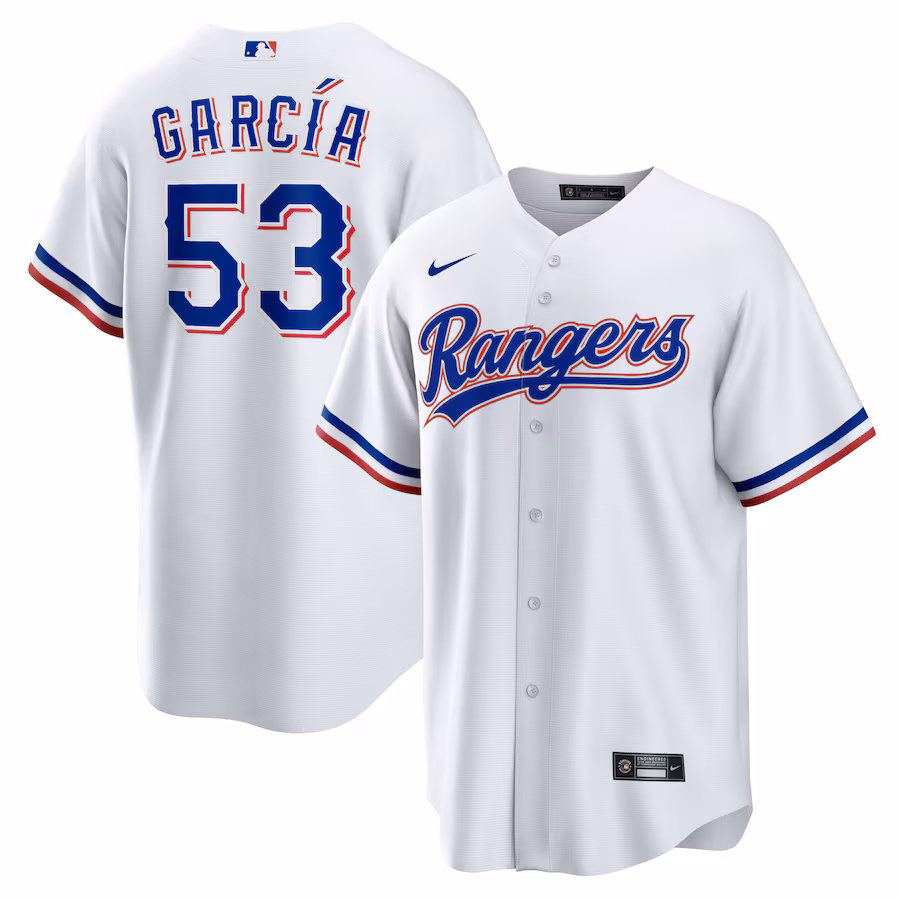 Men's Texas Rangers Adolis Garcia Nike White Home Replica Jersey - ujerseystore
