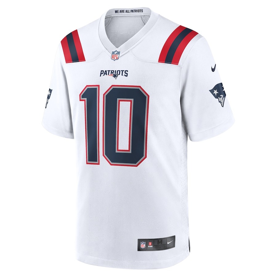 Men's New England Patriots Drake Maye Nike White 2024 NFL Draft First Round Pick Player Game Jersey - ujerseystore