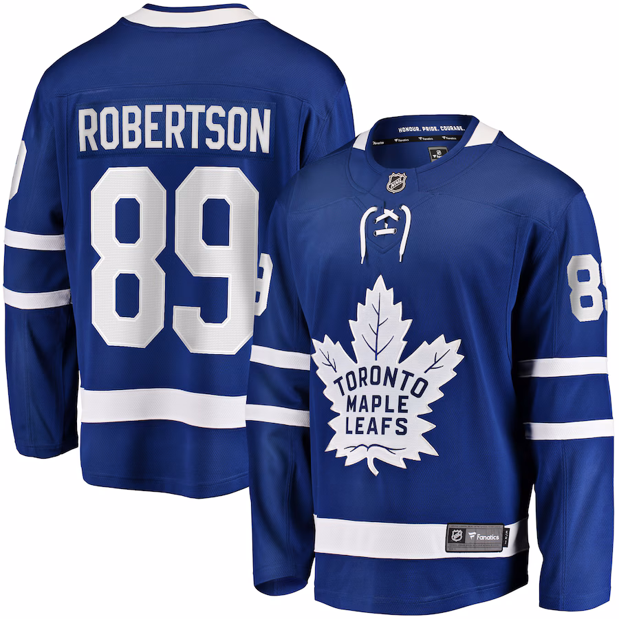 Men's Toronto Maple Leafs Nicholas Robertson Fanatics Blue Home Premier Breakaway Player Jersey - ujerseystore