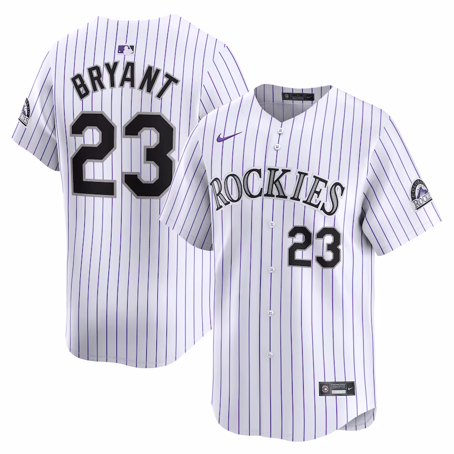 Men's Colorado Rockies Kris Bryant Nike White Home Limited Player Jersey - ujerseystore