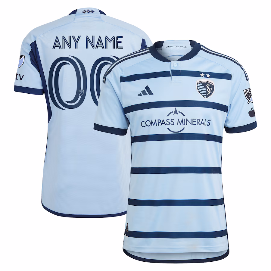 Men's Sporting Kansas City adidas Light Blue 2023 Hoops 4.0 Authentic Custom Jersey - ujerseystore