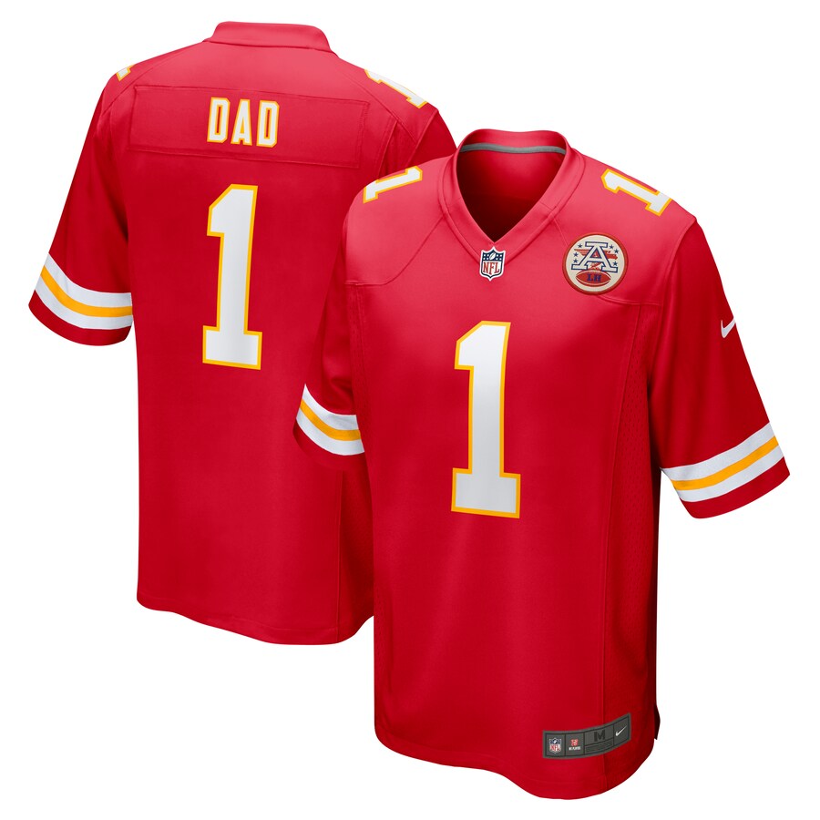 Men's Kansas City Chiefs Number 1 Dad Nike Red Game Jersey - ujerseystore