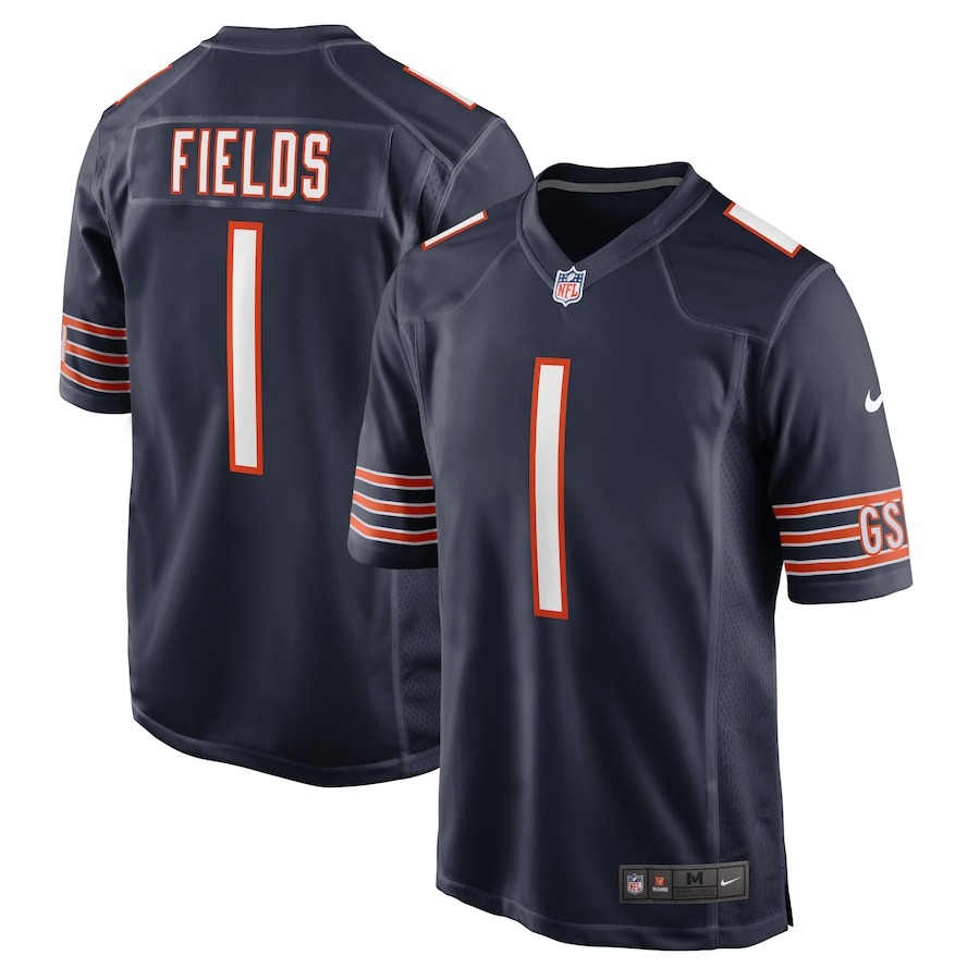 Men's Chicago Bears Justin Fields Nike Navy Player Game Jersey - ujerseystore