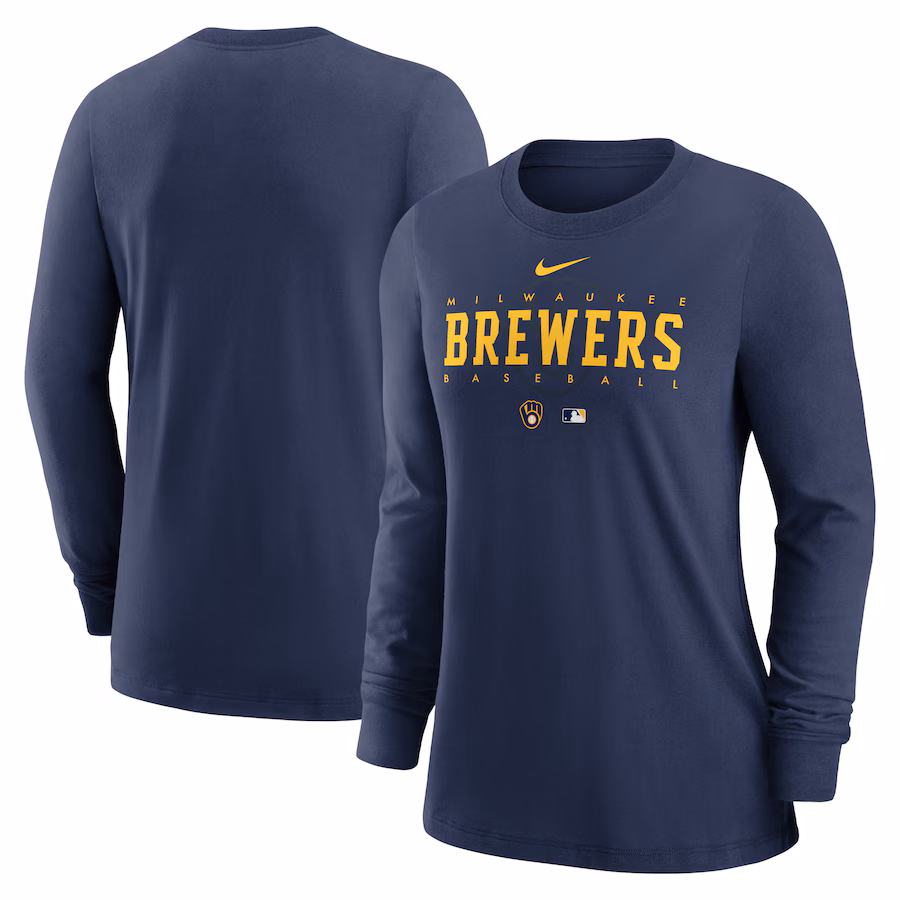 Women's Milwaukee Brewers Nike Navy Authentic Collection Legend Performance Long Sleeve T-Shirt - ujerseystore