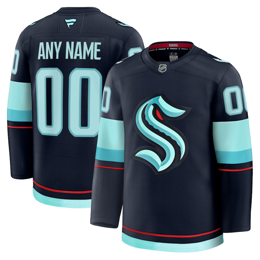 Men's Seattle Kraken Fanatics Deep Sea Blue Home Premium Custom Jersey - ujerseystore
