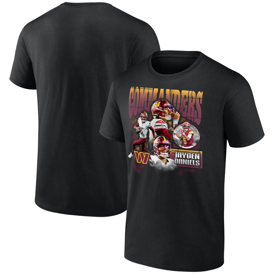 Men's Washington Commanders Jayden Daniels Black Notorious T-Shirt - ujerseystore