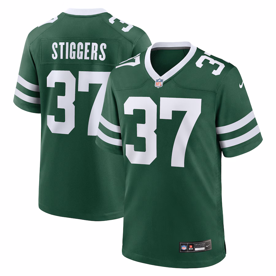 Men's New York Jets Qwan'tez Stiggers Nike Legacy Green Team Game Jersey - ujerseystore