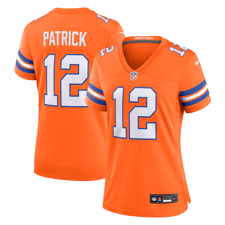 Women's Denver Broncos Tim Patrick Nike Orange Mile High Collection 1977 Throwback Player Game Jersey - ujerseystore