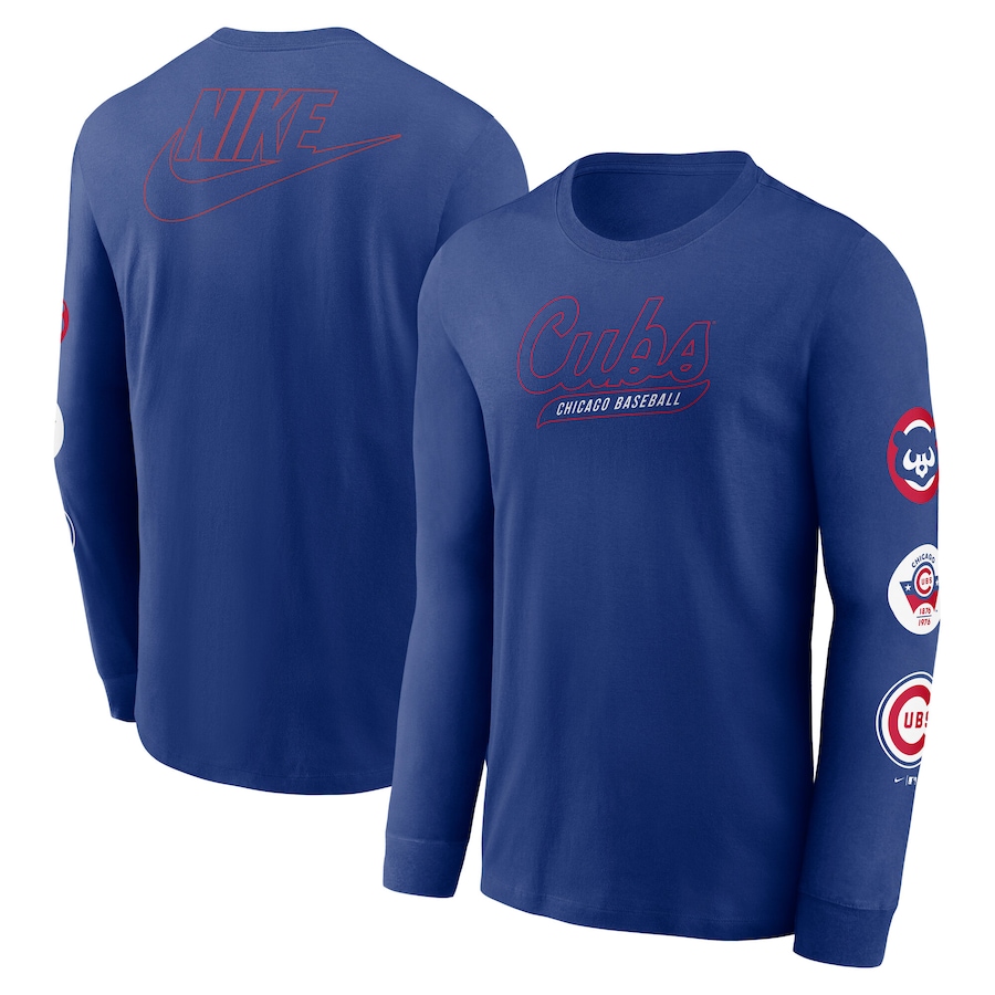 Men's Chicago Cubs Nike Royal Cooperstown Collection Knockout Long Sleeve T-Shirt - ujerseystore