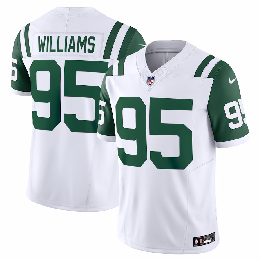 Men's New York Jets Quinnen Williams Nike White Classic Alternate Vapor F.U.S.E. Limited Jersey - ujerseystore