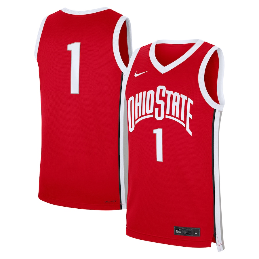 Men's Nike #1 Scarlet Ohio State Buckeyes Road Replica Jersey - ujerseystore