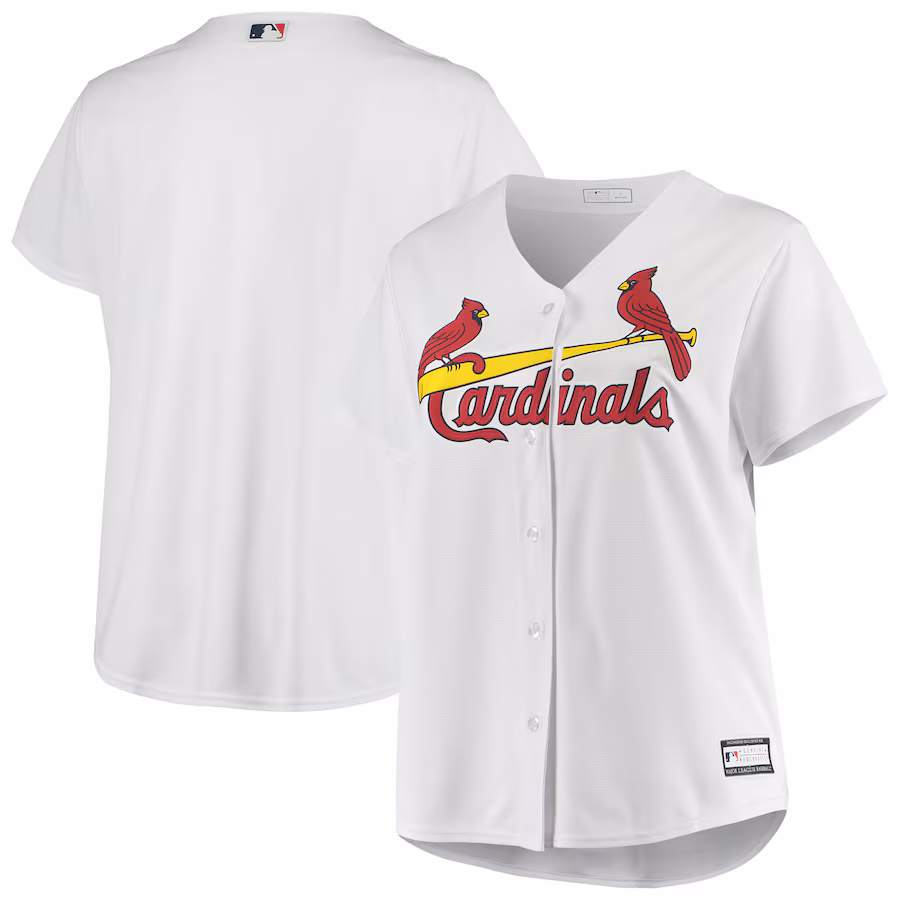 Women's St. Louis Cardinals White Plus Size Home Replica Team Jersey - ujerseystore