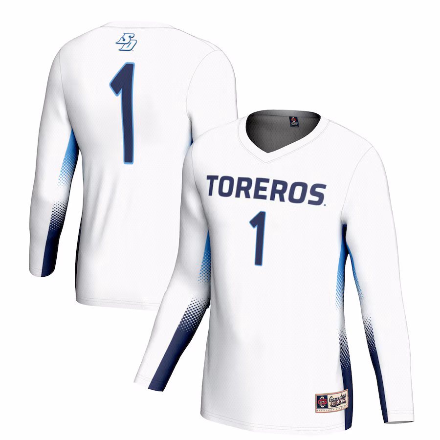 Youth GameDay Greats #1 White San Diego Toreros Lightweight Women's Volleyball Jersey - ujerseystore