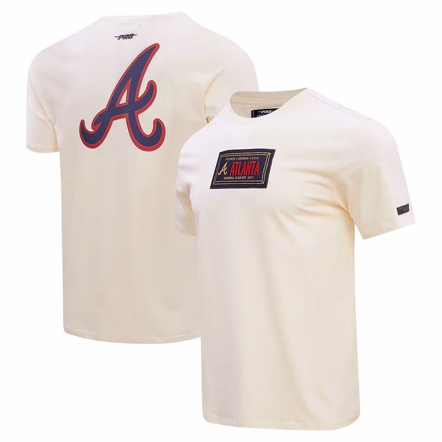 Men's Atlanta Braves Pro Standard Cream Club Member Badge T-Shirt - ujerseystore