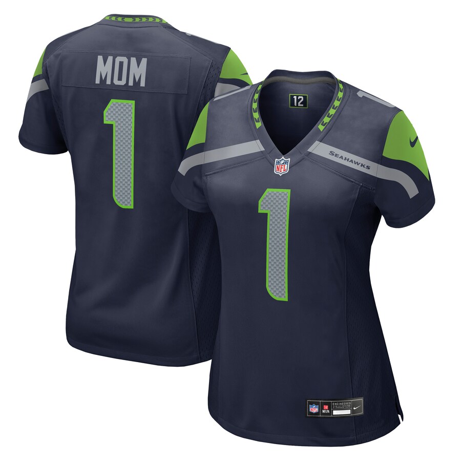 Women's Seattle Seahawks Number 1 Mom Nike College Navy Game Jersey - ujerseystore