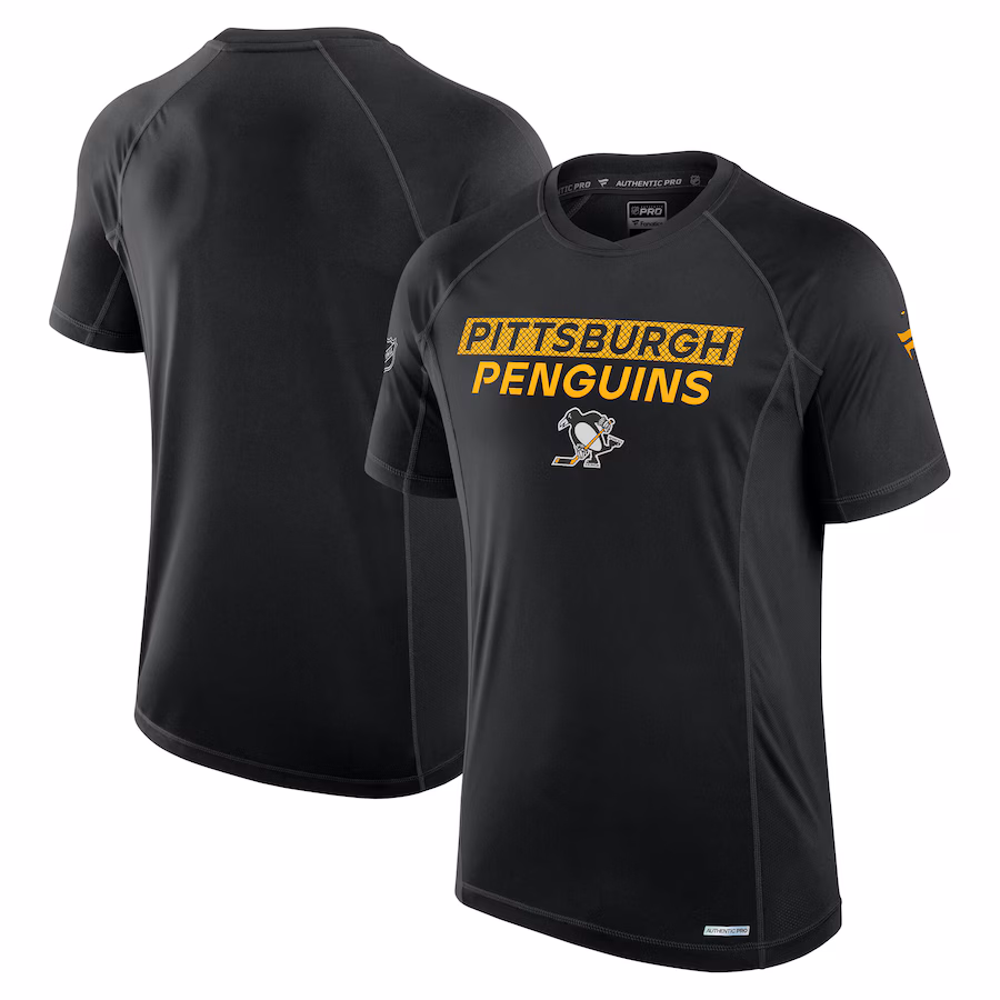 Men's Pittsburgh Penguins Fanatics Black Authentic Pro Tech T-Shirt - ujerseystore