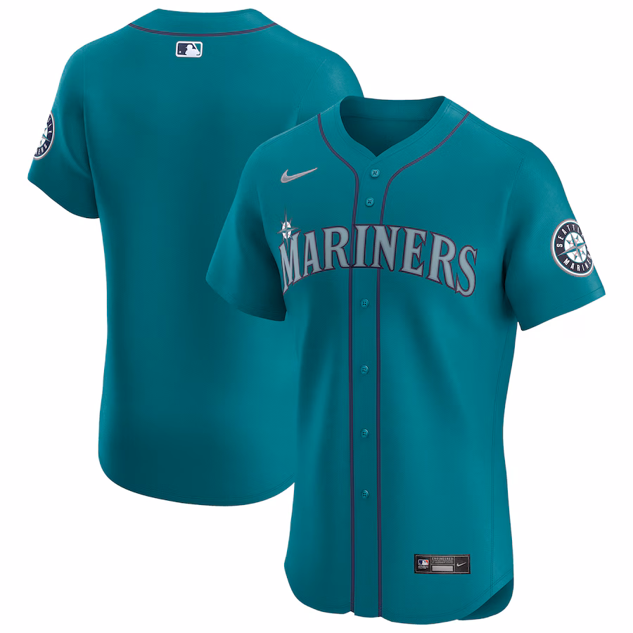 Men's Seattle Mariners Nike Aqua Alternate Vapor Premier Elite Patch Jersey - ujerseystore