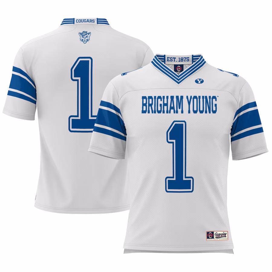 #1 BYU Cougars GameDay Greats Youth Football Jersey - White - ujerseystore