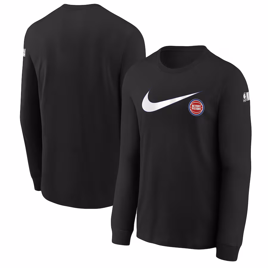 Youth Detroit Pistons Nike Black Swoosh Long Sleeve T-Shirt - ujerseystore
