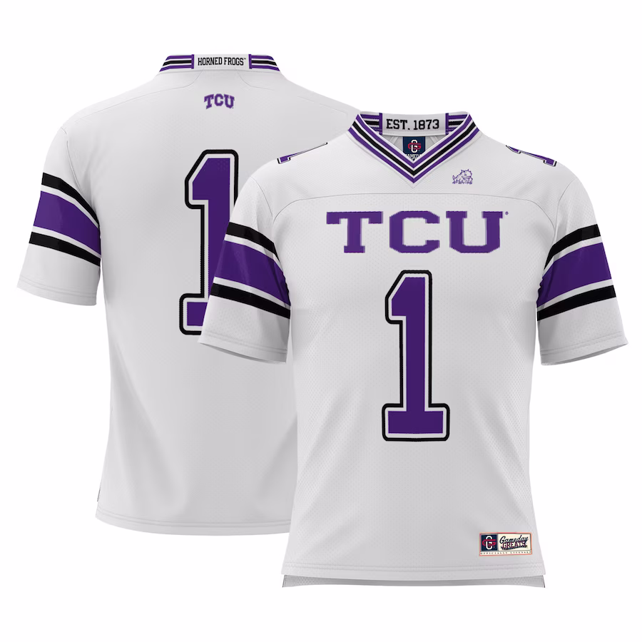 #1 TCU Horned Frogs GameDay Greats Youth Endzone Football Jersey - White - ujerseystore