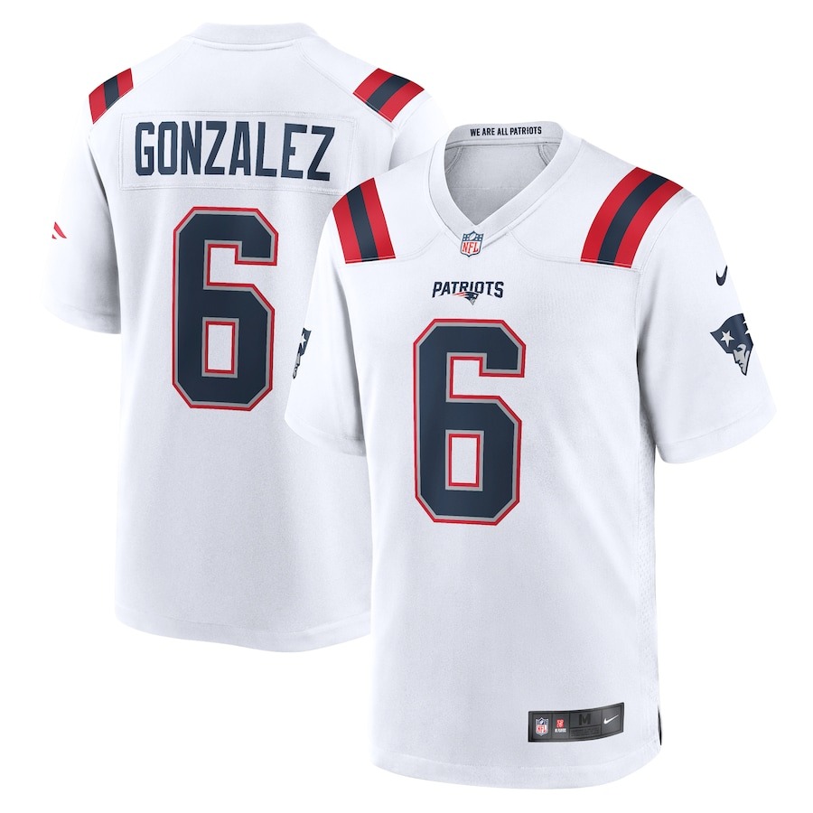 Men's New England Patriots Christian Gonzalez Nike  White  Game Jersey - ujerseystore