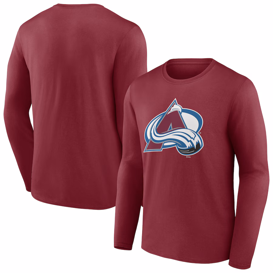 Men's Colorado Avalanche Burgundy Primary Logo Long Sleeve T-Shirt - ujerseystore