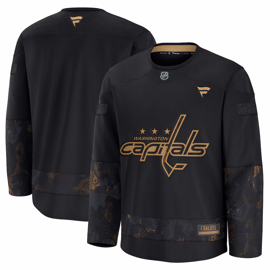 Men's Washington Capitals Fanatics Black 2024 Military Appreciation Practice Jersey - ujerseystore