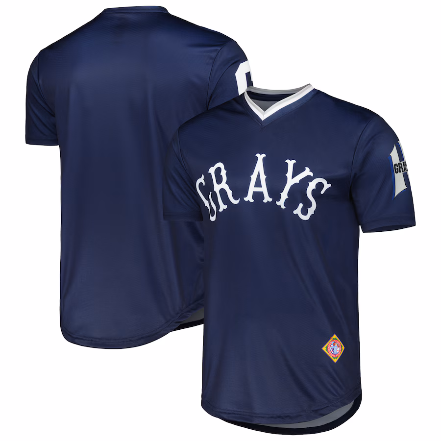 Men's Homestead Grays Stitches Navy Sublimated V-Neck Jersey - ujerseystore
