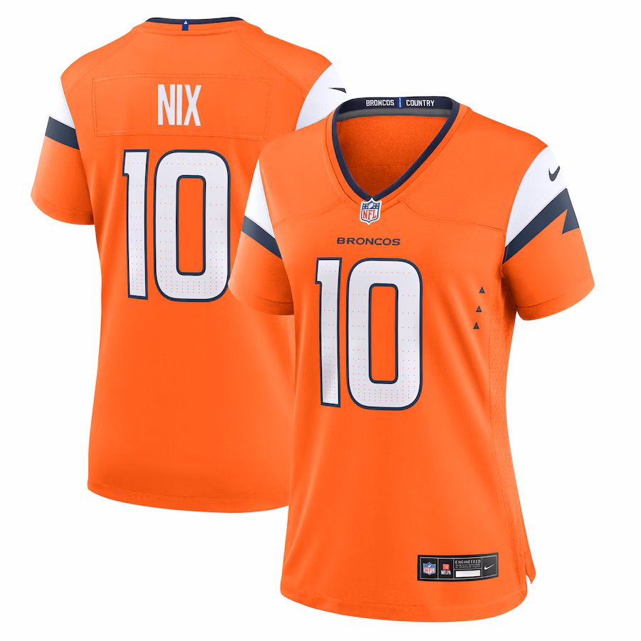 Women's Denver Broncos Bo Nix Nike  Orange Game Jersey - ujerseystore