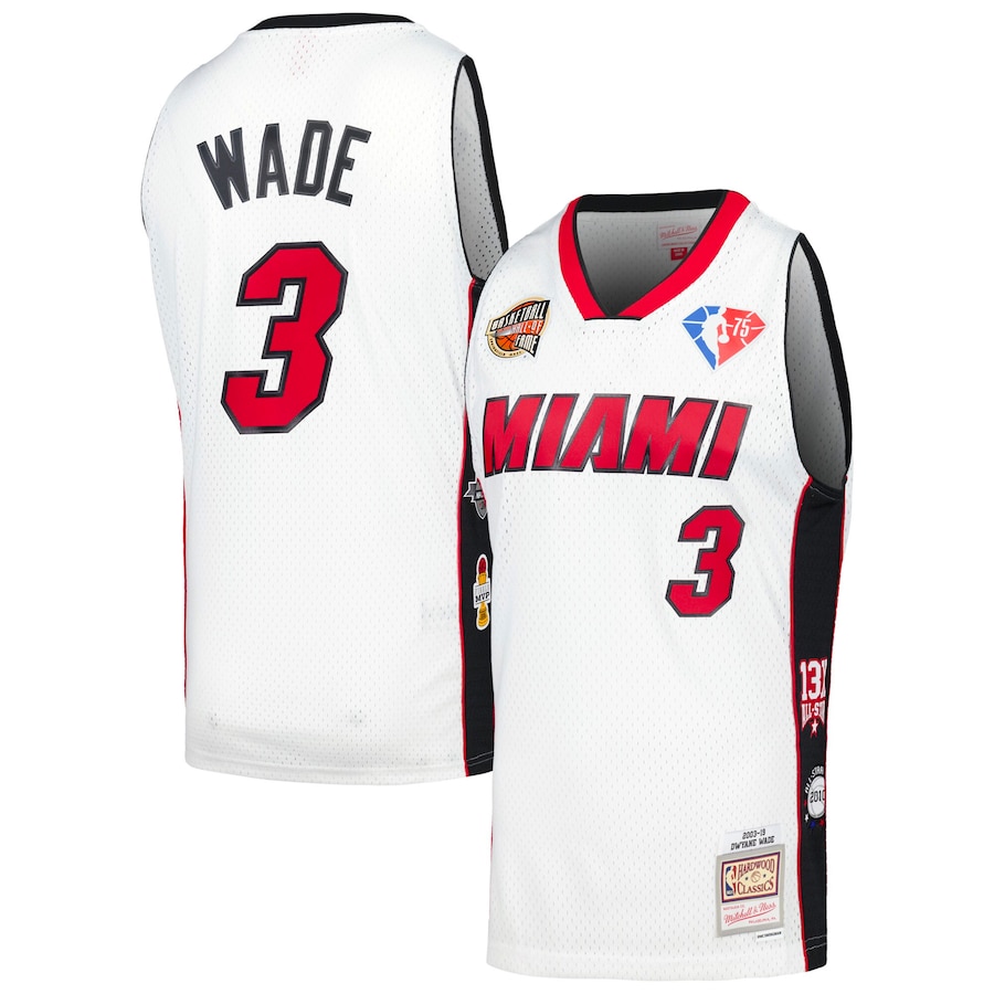 Unisex Miami Heat Dwyane Wade Mitchell & Ness White Hall of Fame Class of 2023 Throwback Swingman Jersey - ujerseystore