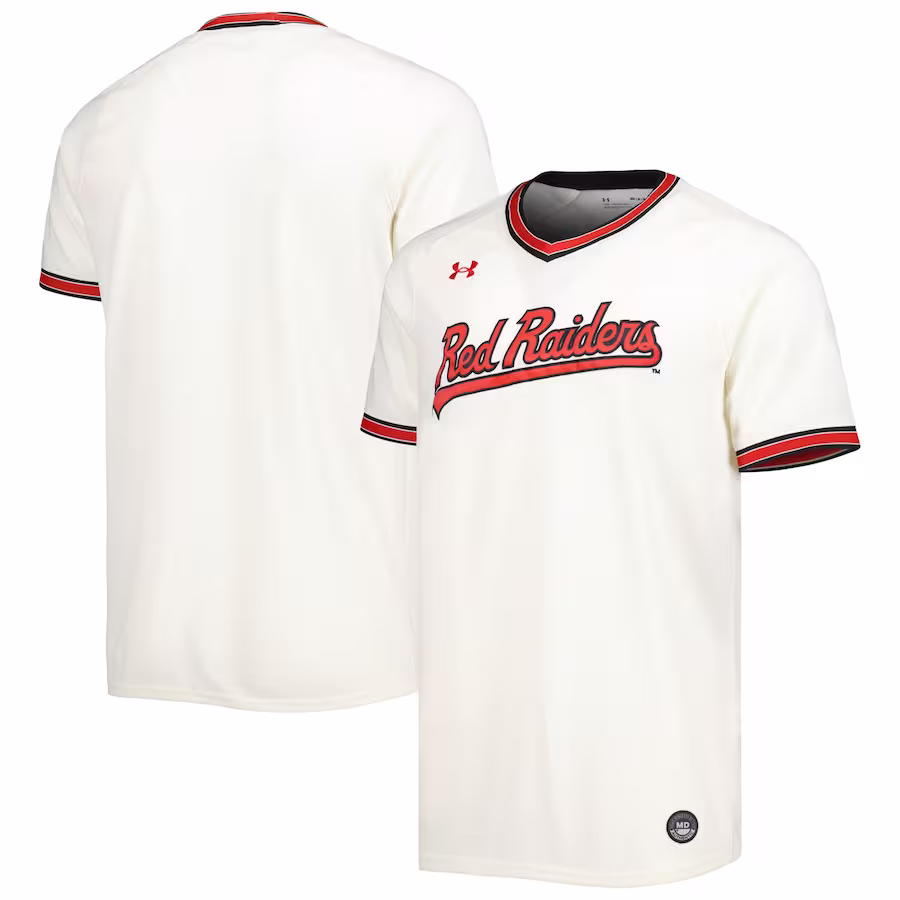 Texas Tech Red Raiders Under Armour Replica Baseball Jersey - Cream - ujerseystore