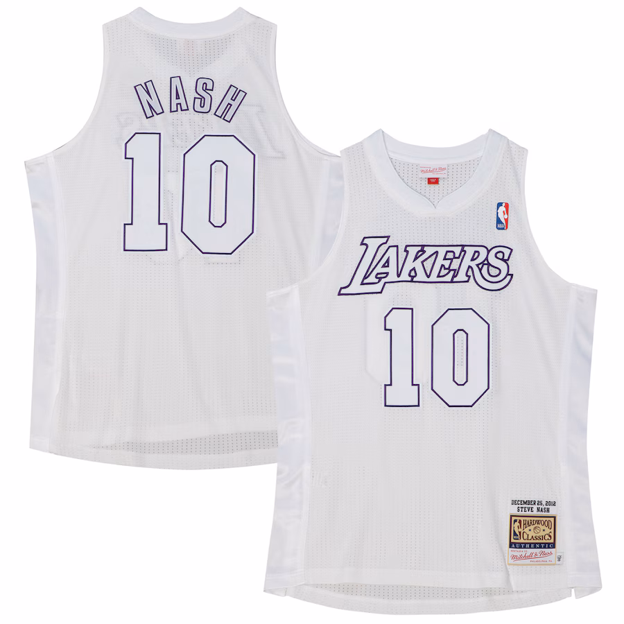 Men's Los Angeles Lakers Steve Nash Mitchell & Ness White 2012 Authentic Player Jersey - ujerseystore