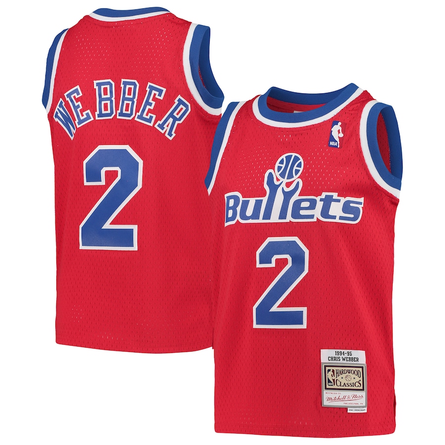 Youth Washington Bullets Chris Webber Mitchell & Ness Red 1994/95 Hardwood Classics Swingman Jersey - ujerseystore