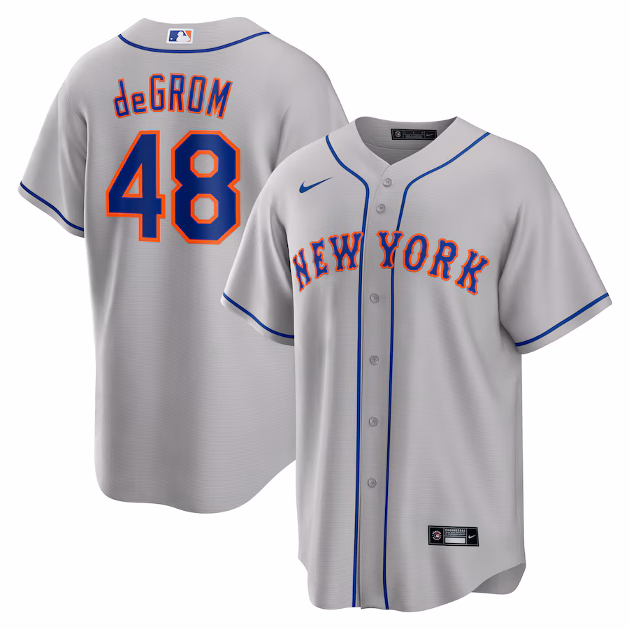 Men's New York Mets Jacob deGrom Nike Gray Road Replica Player Name Jersey - ujerseystore