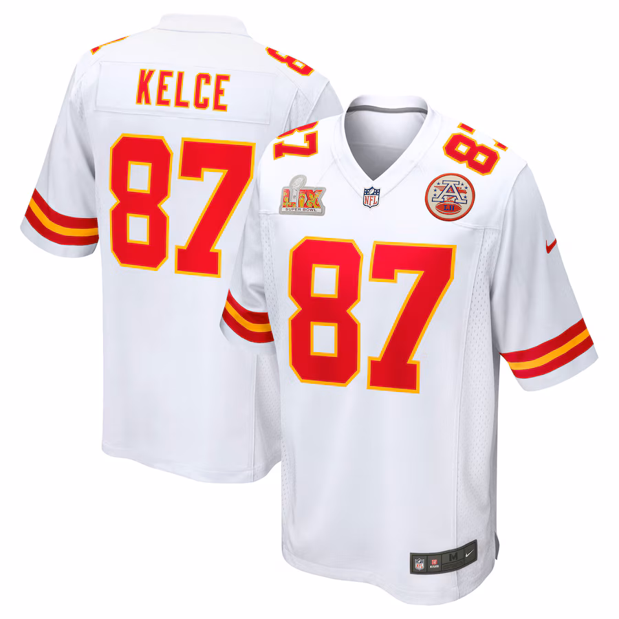 Men's Kansas City Chiefs Travis Kelce Nike White Super Bowl LIX Game Jersey - ujerseystore