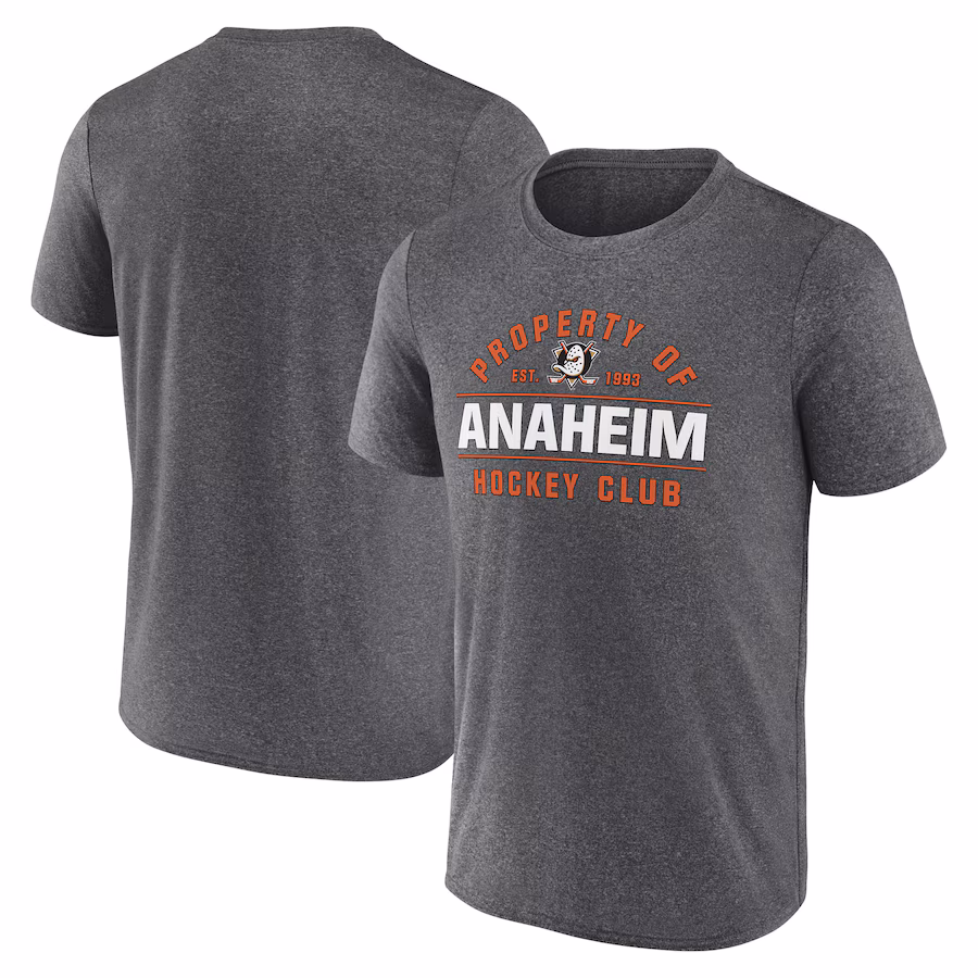 Men's Anaheim Ducks Fanatics Heather Charcoal Property Of T-Shirt - ujerseystore