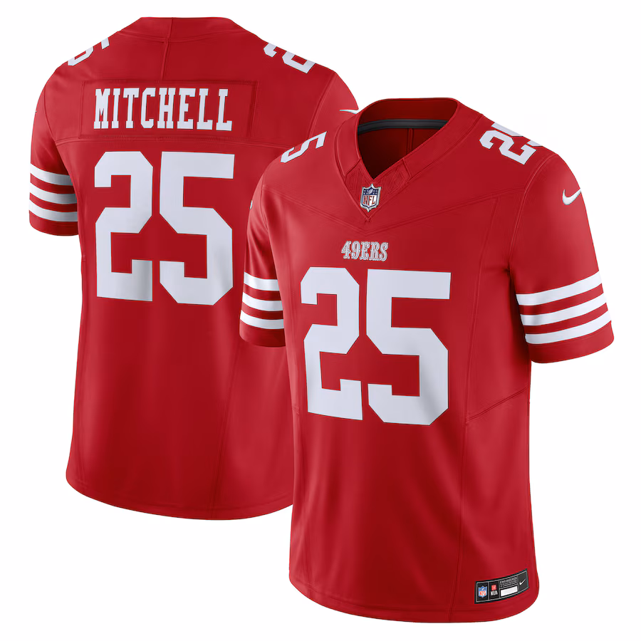 Men's San Francisco 49ers Elijah Mitchell Nike Scarlet Vapor F.U.S.E. Limited Jersey - ujerseystore
