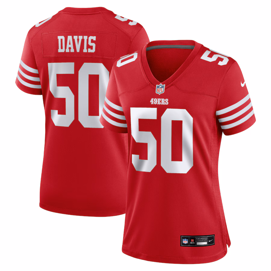 Women's San Francisco 49ers Khalil Davis Nike Scarlet Team Game Jersey - ujerseystore