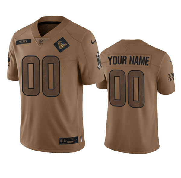 Men's Houston Texans Active Player Custom 2023 Brown Salute To Service Limited Football Stitched Jersey - ujerseystore
