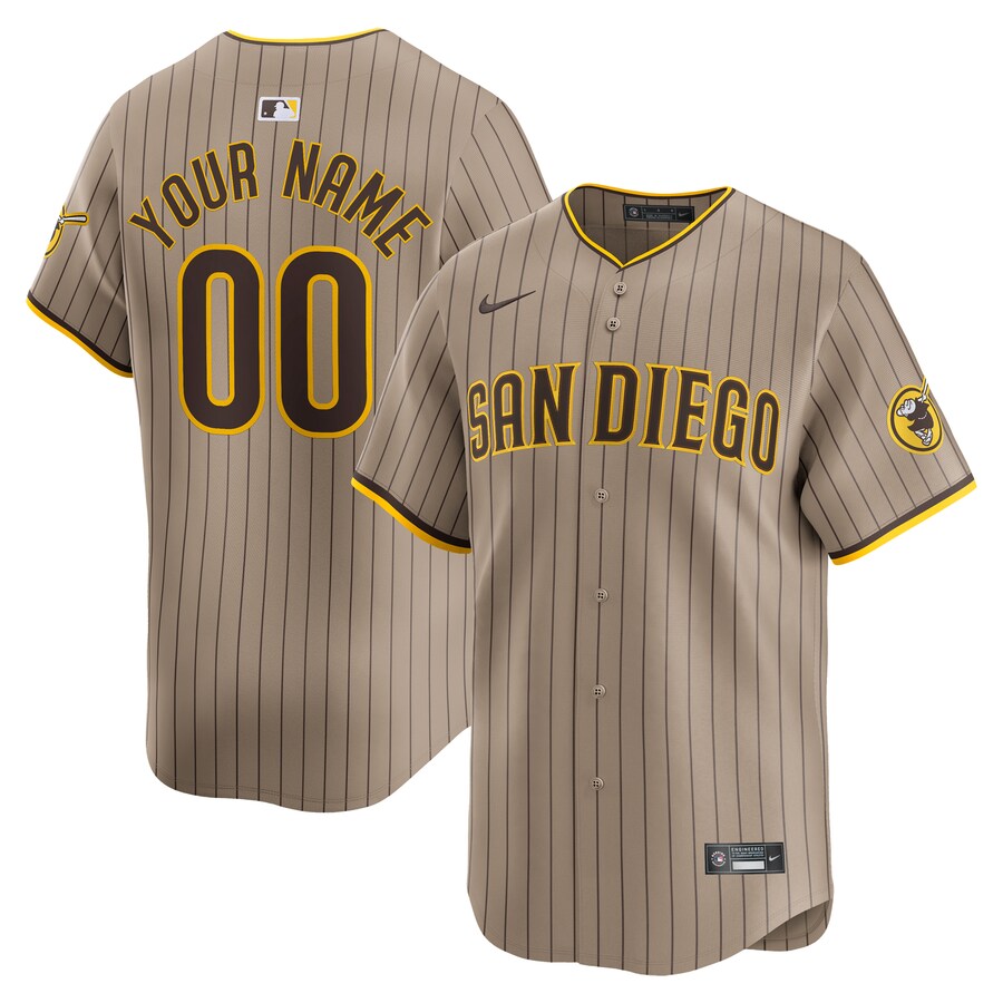 Men's San Diego Padres  Nike Khaki  Alternate Limited Custom Jersey - ujerseystore