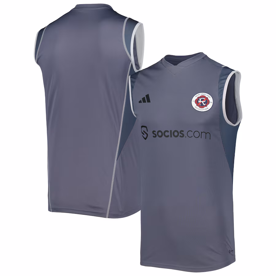 Men's New England Revolution adidas Gray 2023 On-Field Sleeveless Training Jersey - ujerseystore