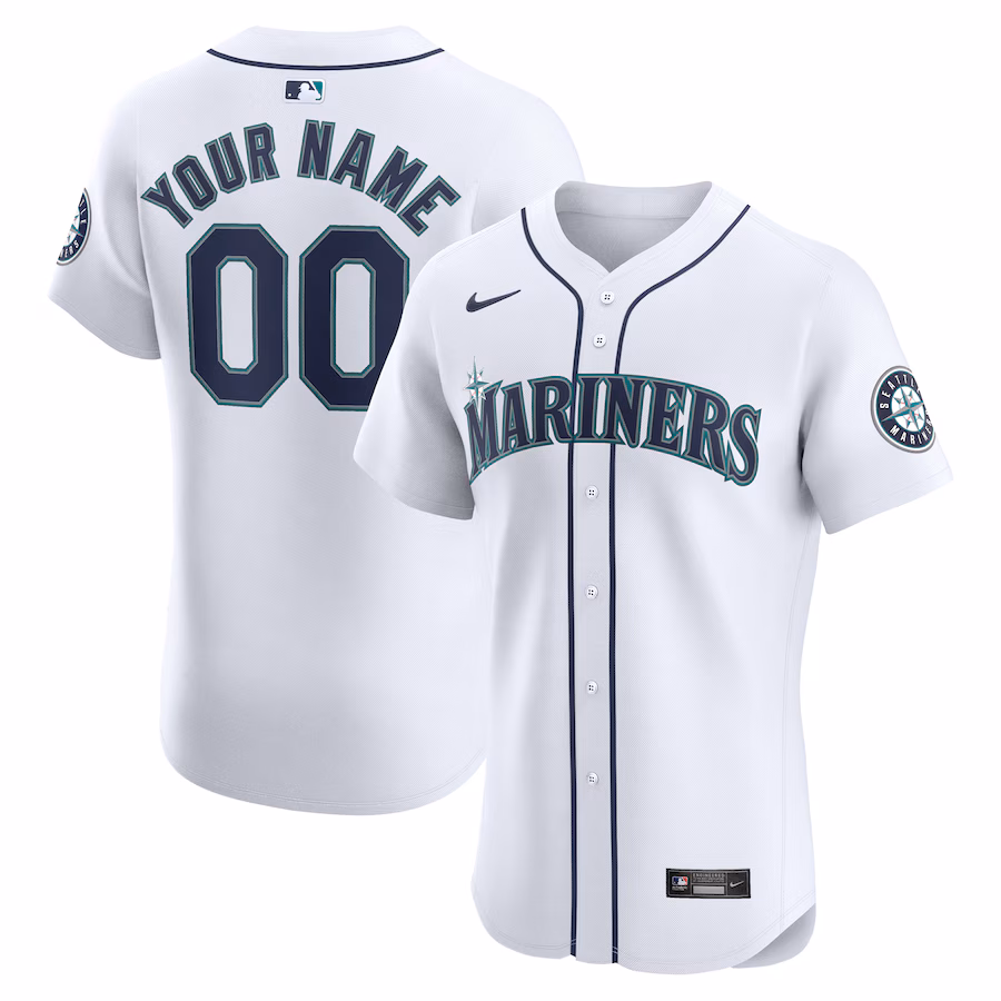 Men's Seattle Mariners Nike White Home Elite Custom Jersey - ujerseystore
