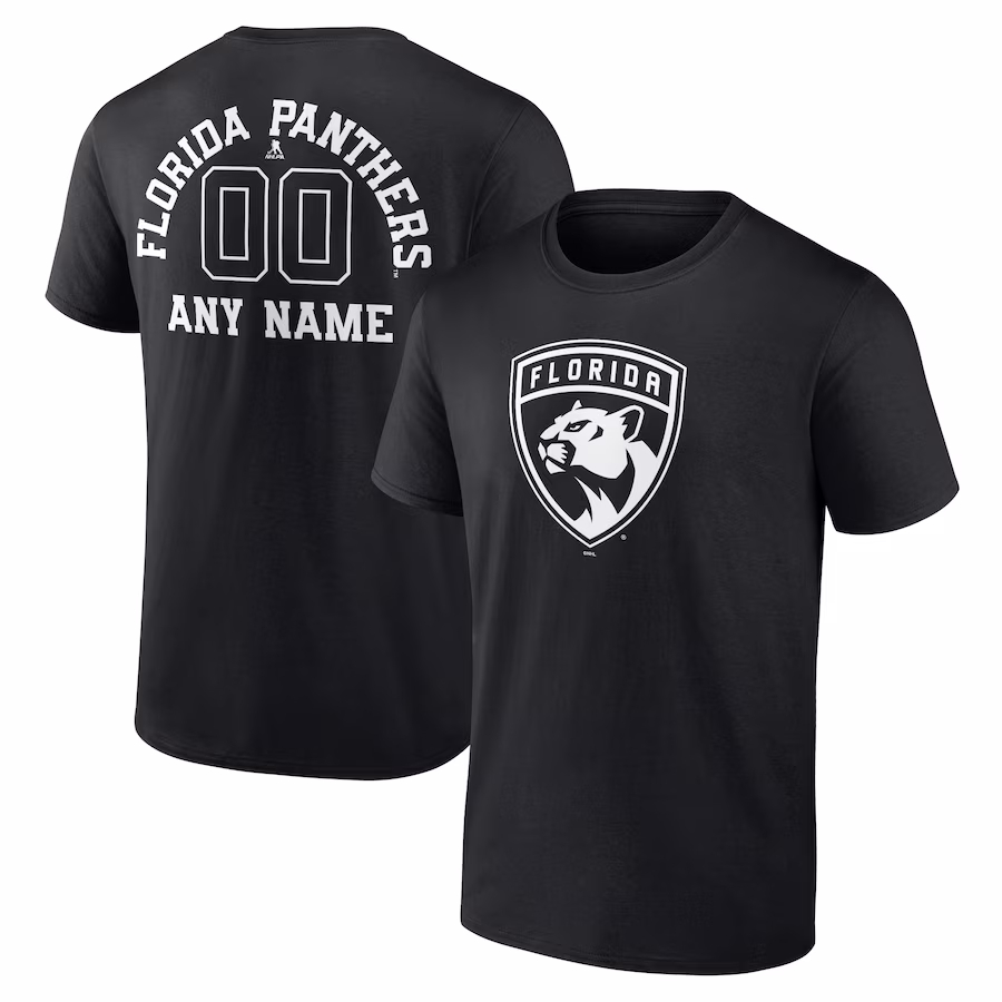 Men's Florida Panthers Black Personalized Name & Number Monochrome T-Shirt - ujerseystore
