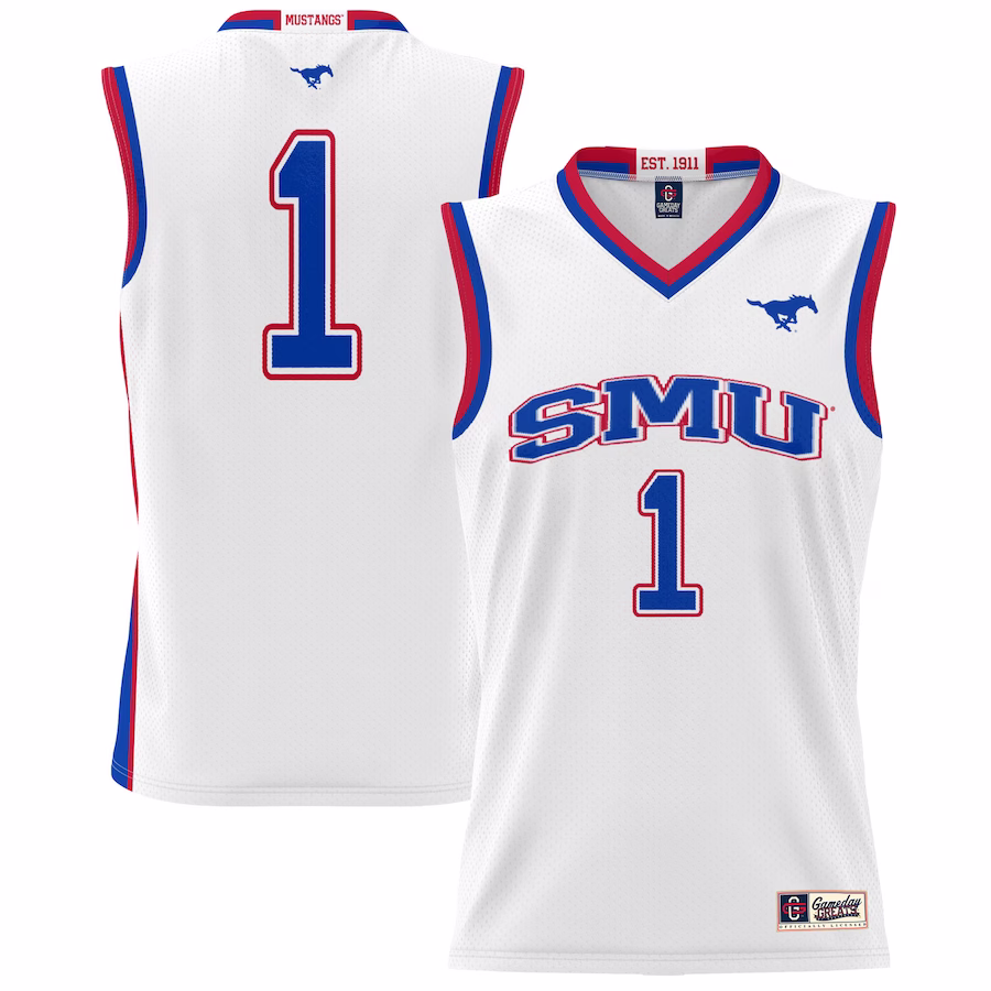 #1 SMU Mustangs GameDay Greats Unisex Lightweight Basketball Jersey - White - ujerseystore